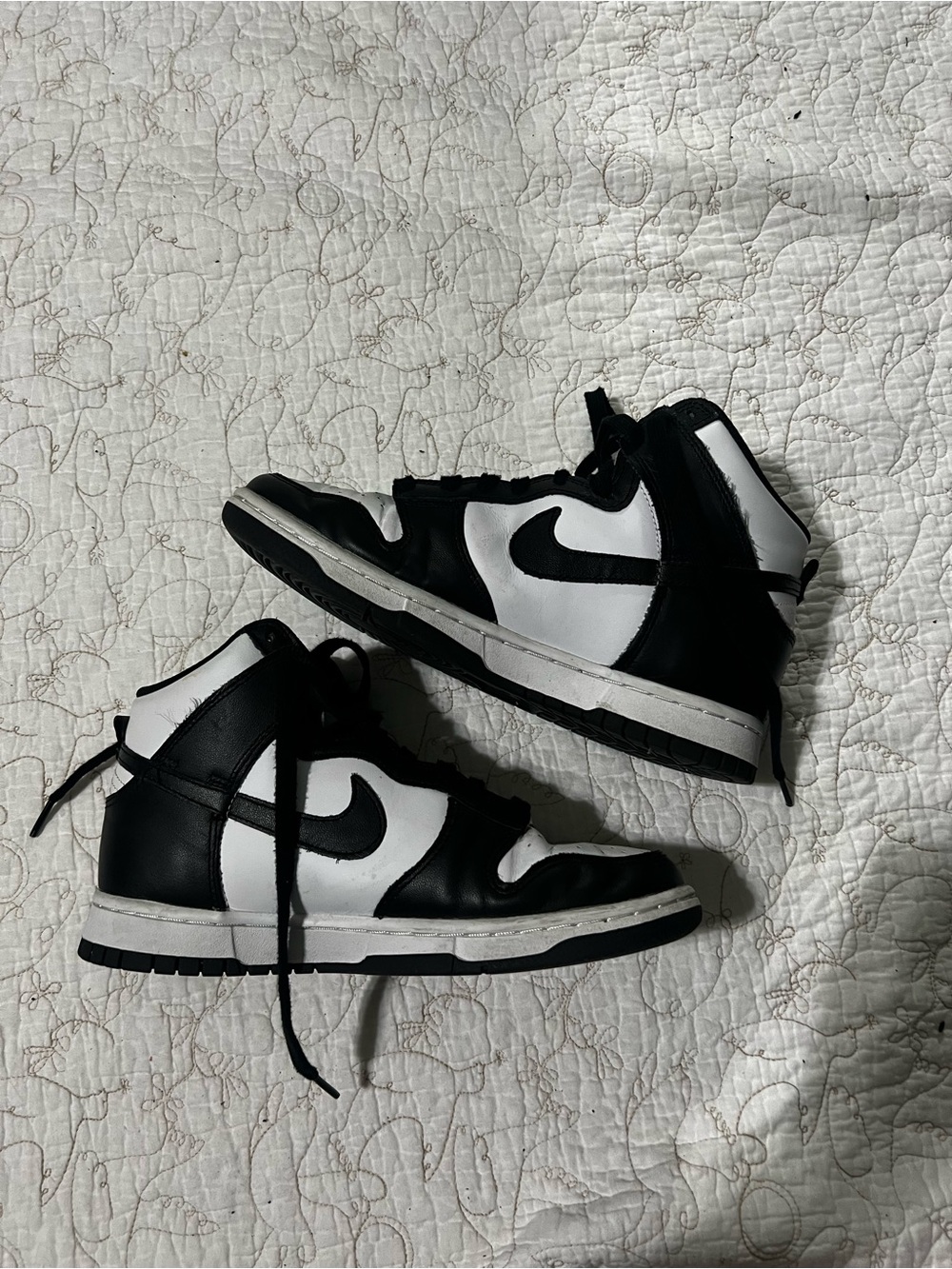 Nike Black and White High Top Dunks